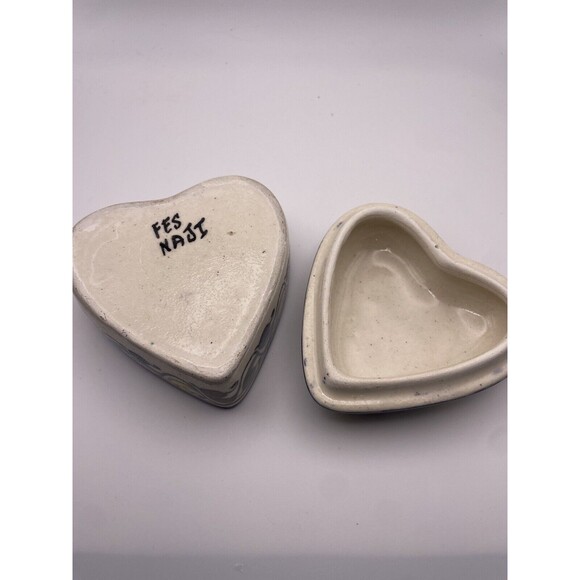 Fes Naji Moroccan Trinket Tray Dish Art Pottery Ceramic Handmade 7.5" Two Sided - Picture 4 of 4